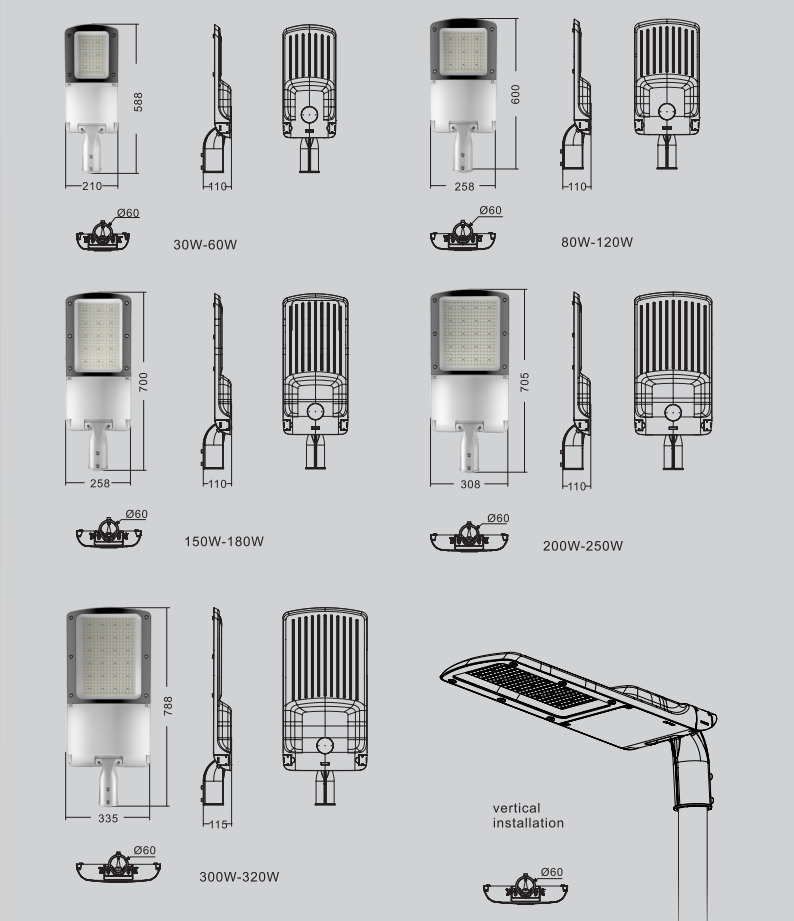 200w led street light head